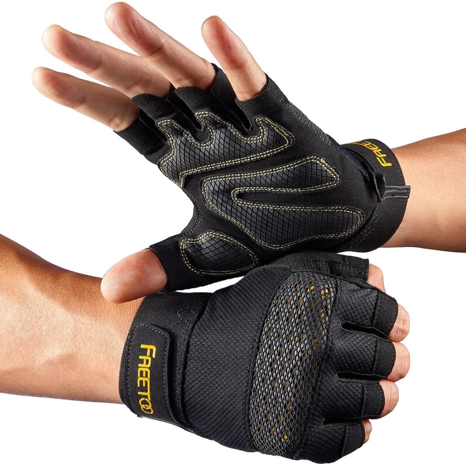 1 Pair Half Finger Workout Gloves Breathable Mesh