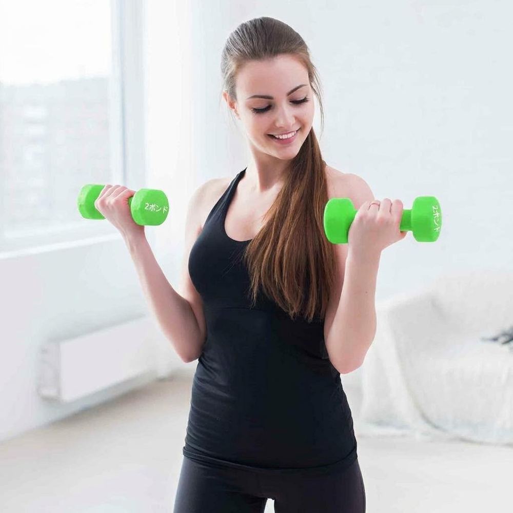 A set of PVC dumbbells with a storage case, useful for light accessory work