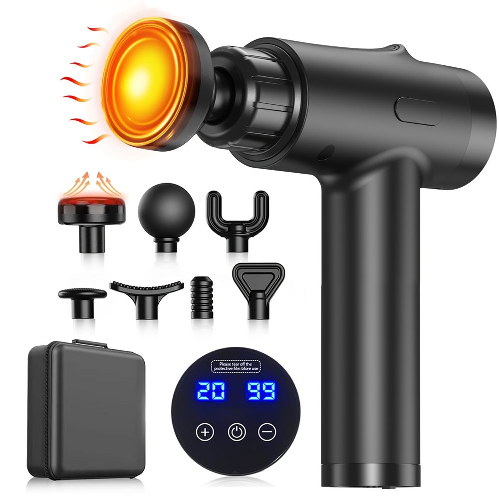 A portable electric deep-tissue massage gun used for post-workout muscle recovery