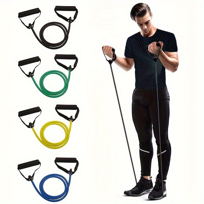 A set of latex-free resistance bands with handles for banded dead bug variations