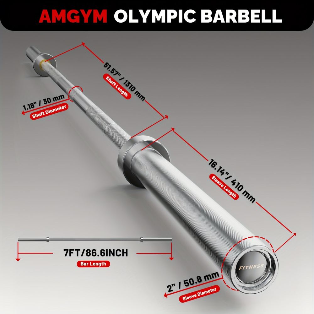 A 7-foot Olympic barbell for bench press and garage gym barbell training