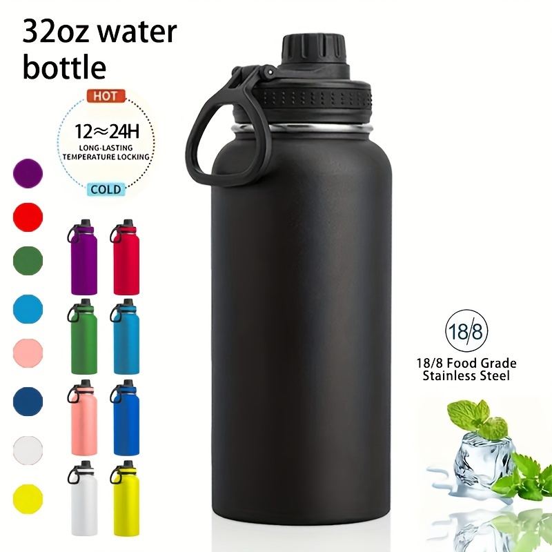 A 950ml insulated double-wall vacuum water bottle keeping drinks cold