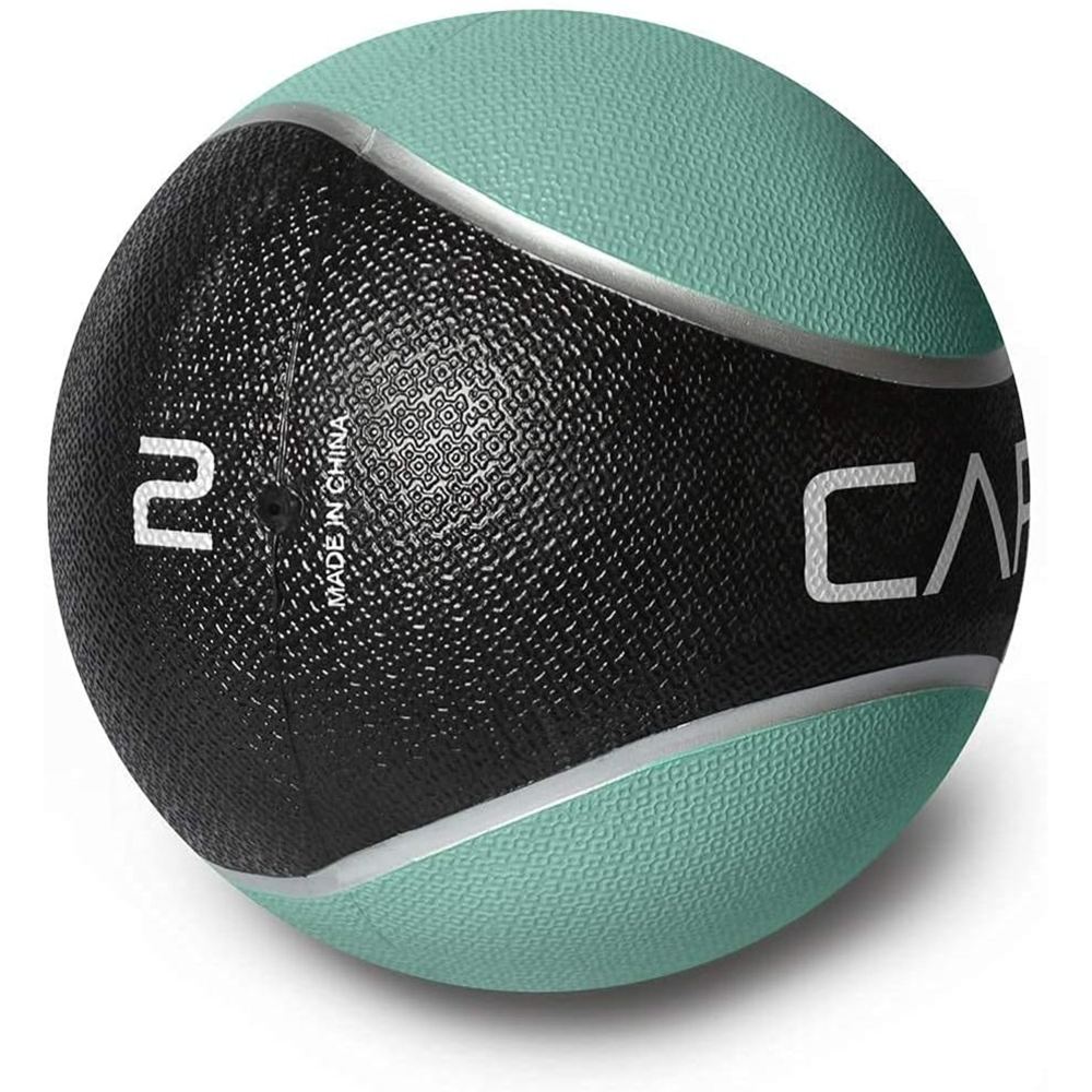 A large blue exercise stability ball with a textured grip surface