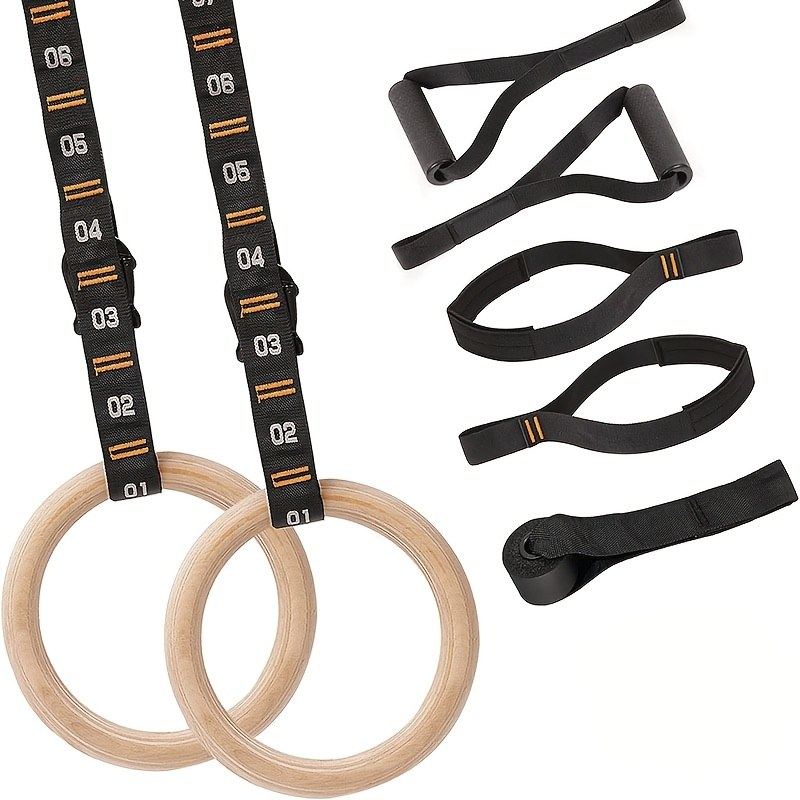 A complete suspension training kit with gymnastic rings