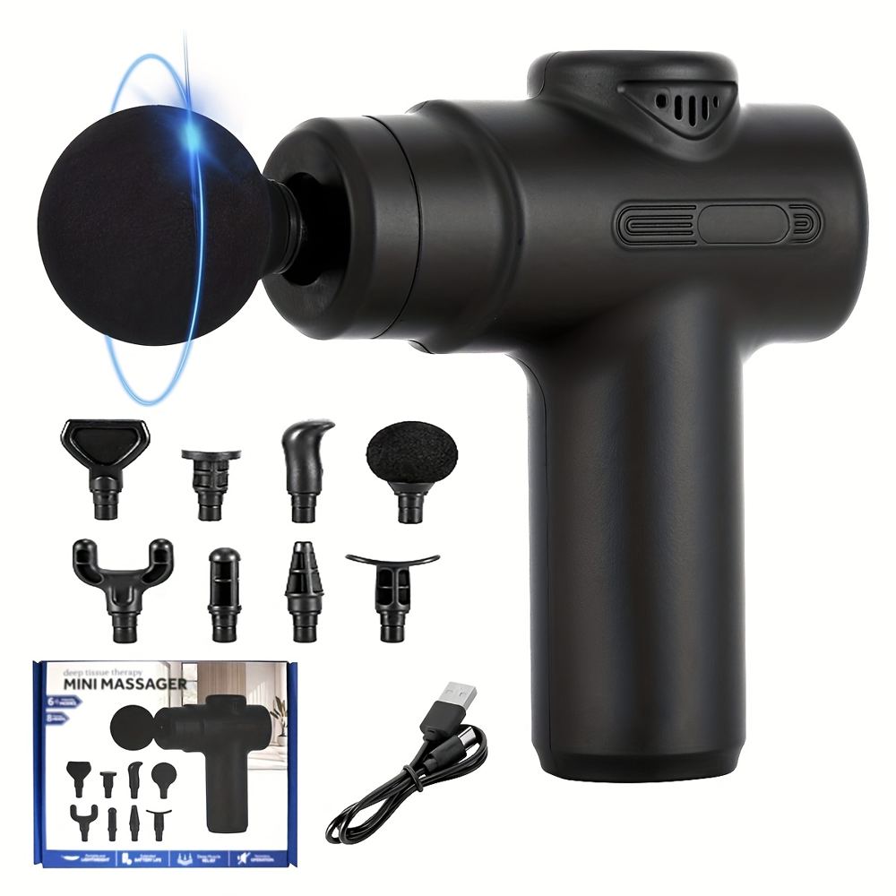 A portable fascia massage gun with multiple speeds and heads
