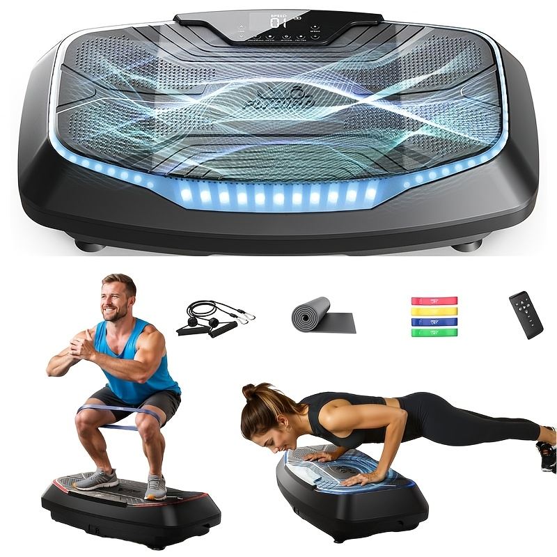 A 4D vibration plate platform with 99 intensity levels for low-impact training