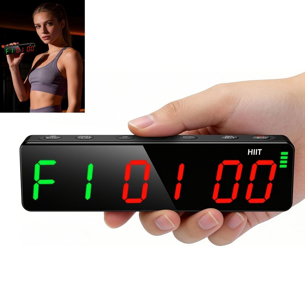 A portable magnetic interval timer for timing workout blocks