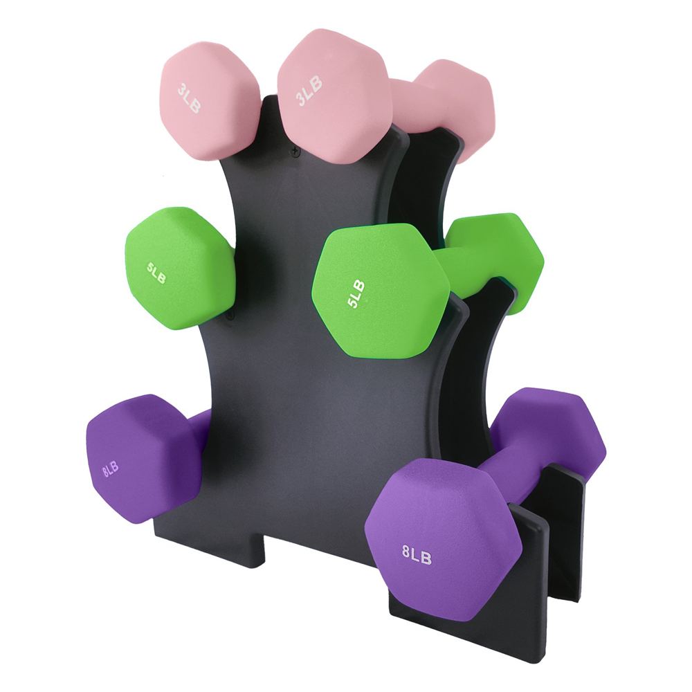 Womens Home Gym Dumbbell Kit Hex Weights Stand